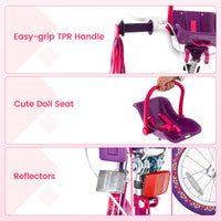 INFANS Kids Bike for Girls, 14 16 Inch Children's Bicycle with Removable Training Wheels and Doll Seat