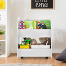 INFANS Kids Bookshelf with Wheels, Wooden Bookcase Toy Storage Cabinet Organizer Holder