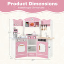 INFANS Corner Kids Kitchen Playset, Toddler Wooden Pretend Cooking Set with Lights Sounds Coffee Machine Washing Machine