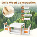 INFANS Kids Table and Chair Set, 4 in 1 Building Block Wooden Activity Desk with Reversible Tabletop for Toddlers