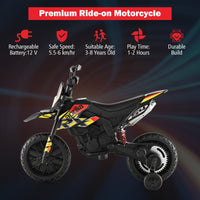 INFANS Kids Motorcycle 12V, Electric Ride-on Motorbike for Toddlers with Training Wheels