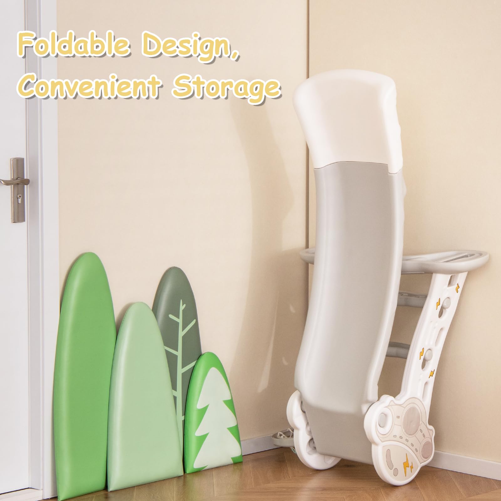 INFANS Toddler Slide, 3 in 1 Foldable Kids Slide Indoor Slideway, Climber Freestanding Playset, Extra Long Slipping Slope Toy