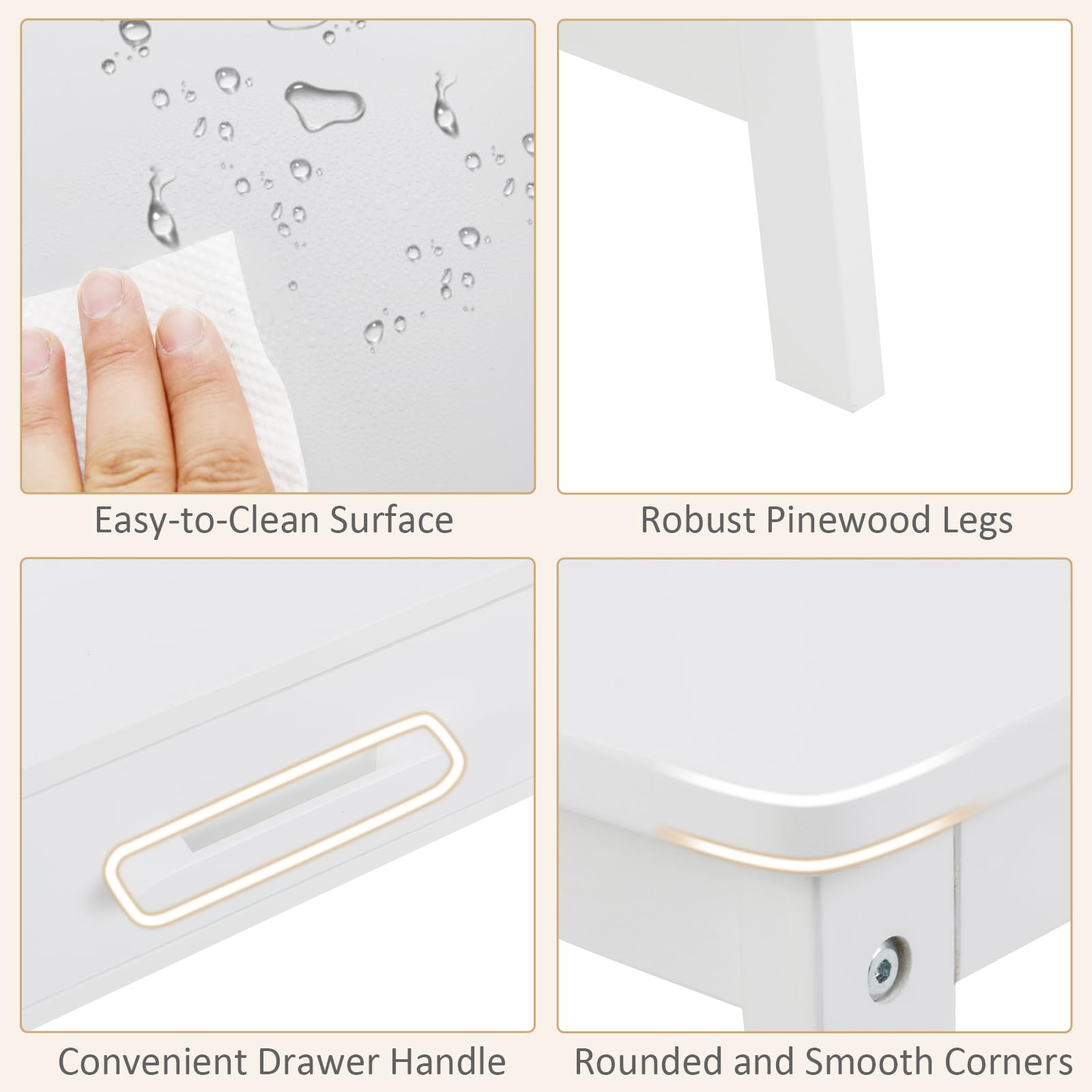 INFANS Table and Chair Set, Toddler Wooden Student Study Desk with Chair Storage Hutch Compartments Drawers