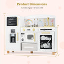 INFANS Kids Kitchen Playset, Toddler Wooden Pretend Cooking Toy Set with Acrylic Drawing Board Ice Machine Dishwasher