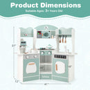 INFANS Corner Kids Kitchen Playset, Toddler Wooden Pretend Cooking Set with Lights Sounds Coffee Machine Washing Machine