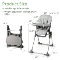 INFANS Baby High Chair, Convertible Quick Folding Portable Highchair for Babies with Wheels Removable Tray
