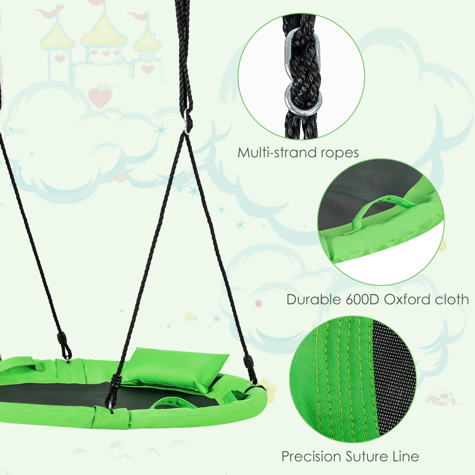 INFANS 660lbs 40 Inch Saucer Tree Swing, Round Flying Swing Seat for Kids, Outdoor Round Platform Swing