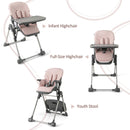 INFANS Baby High Chair, Convertible Quick Folding Portable Highchair for Babies with Wheels Removable Tray