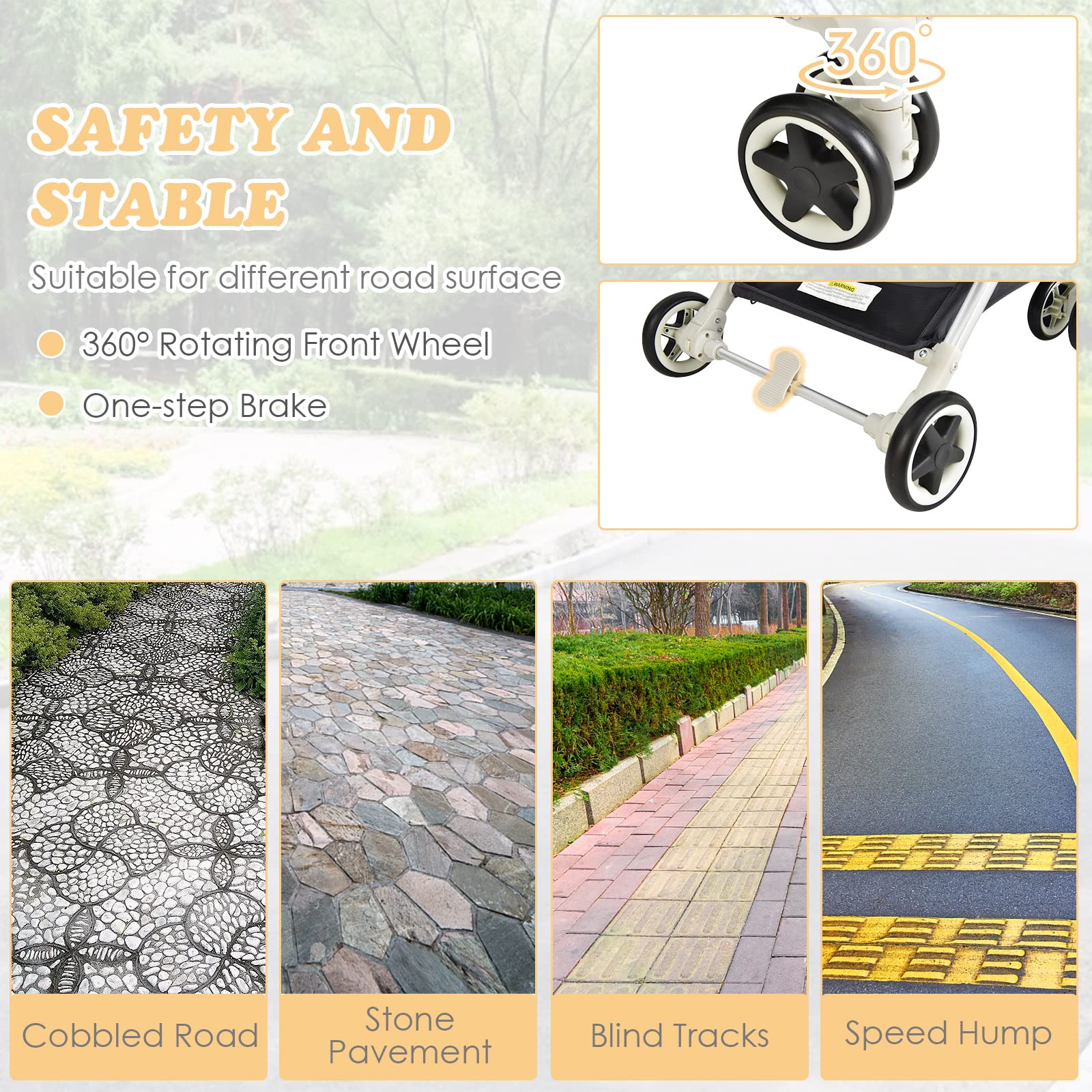 INFANS Lightweight Baby Stroller for 0-36 Month, Compact Stroller with One-Hand Fold, Travel Stroller for Airplane