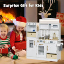 INFANS Kids Kitchen Playset with Lights, Toddler Wooden Pretend Cooking Set with Coffee Maker