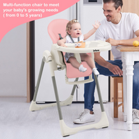INFANS High Chair for Babies and Toddlers, Foldable Highchair with 7 Different Heights 4 Reclining Backrest Seat 3 Setting Footrest INFANS
