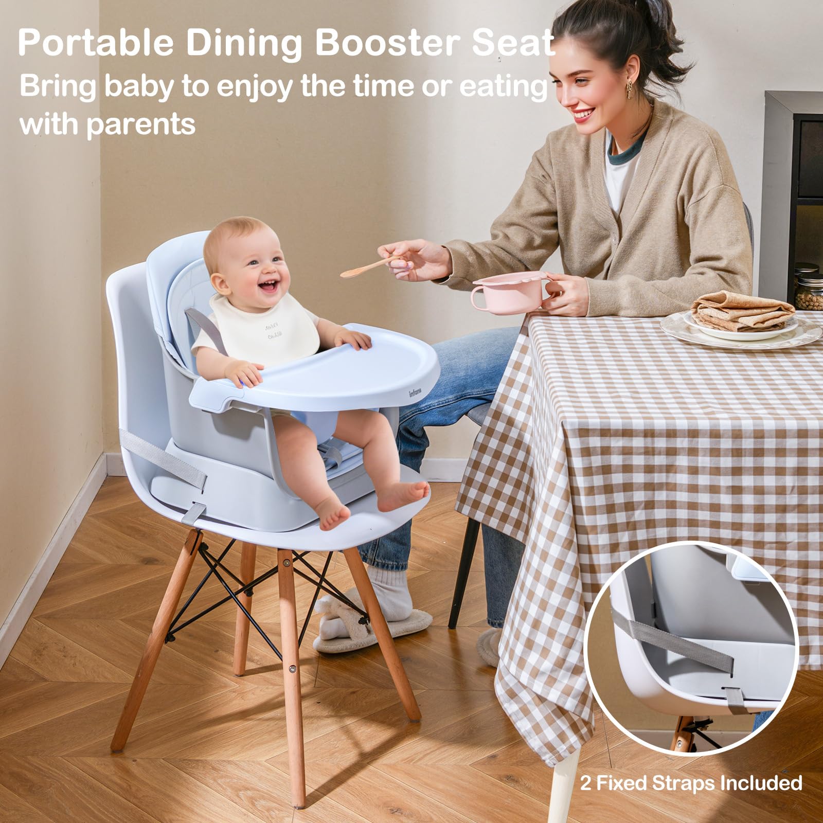 INFANS 9 in 1 High Chair, Convertible Baby Highchair, Table and Chair Set Building Block Infant Dining Booster Seat
