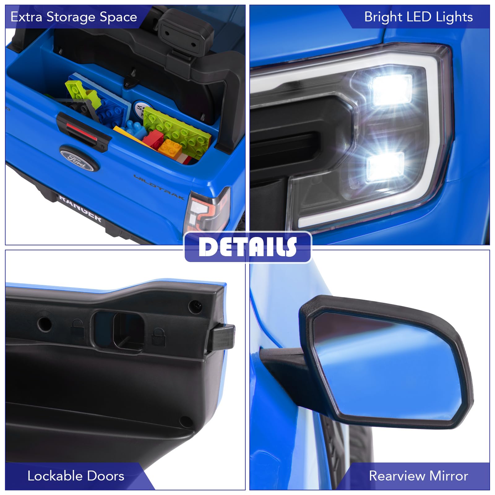 INFANS Licensed Ford Ranger Ride on Pickup Truck by INFANS, 12V Battery Powered Electric Vehicle for Kids with Remote Control