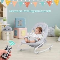 INFANS 2 in 1 Baby Swing and Bouncer for Infants, Portable Newborn Rocker with 5 Speed Sway Music Timing 2 Toys Remote Control, Easy Fold, Compact Electric Baby Swing for 0-6 Months Boy Girl INFANS
