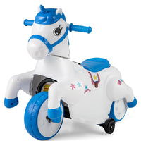 INFANS 2 in 1 Ride on Motorcycle and Horse, Unicorn 6V Battery Powered Ride on Toy with Up & Down Function, Kids Electric Vehicle