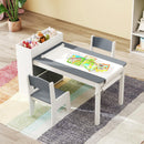 INFANS Kids Table and Chair Set, Toddler Art Craft Play Wood Activity Desk with 2 Chairs 4 Storage Canvas Bins Paper Roll