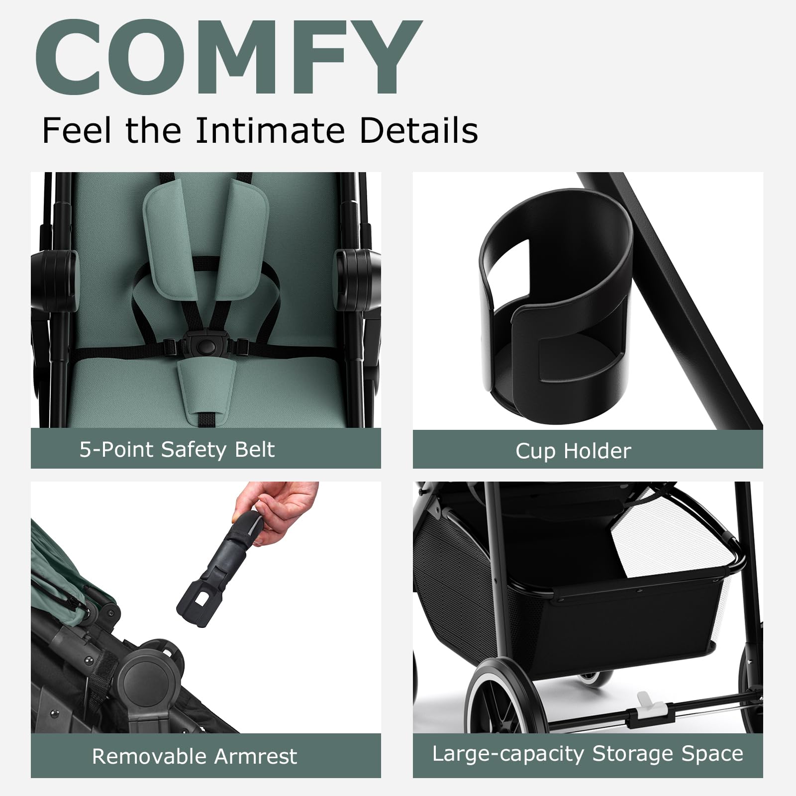 INFANS 2 in 1 Baby Stroller, High Landscape Infant Stroller, Foldable Pushchair