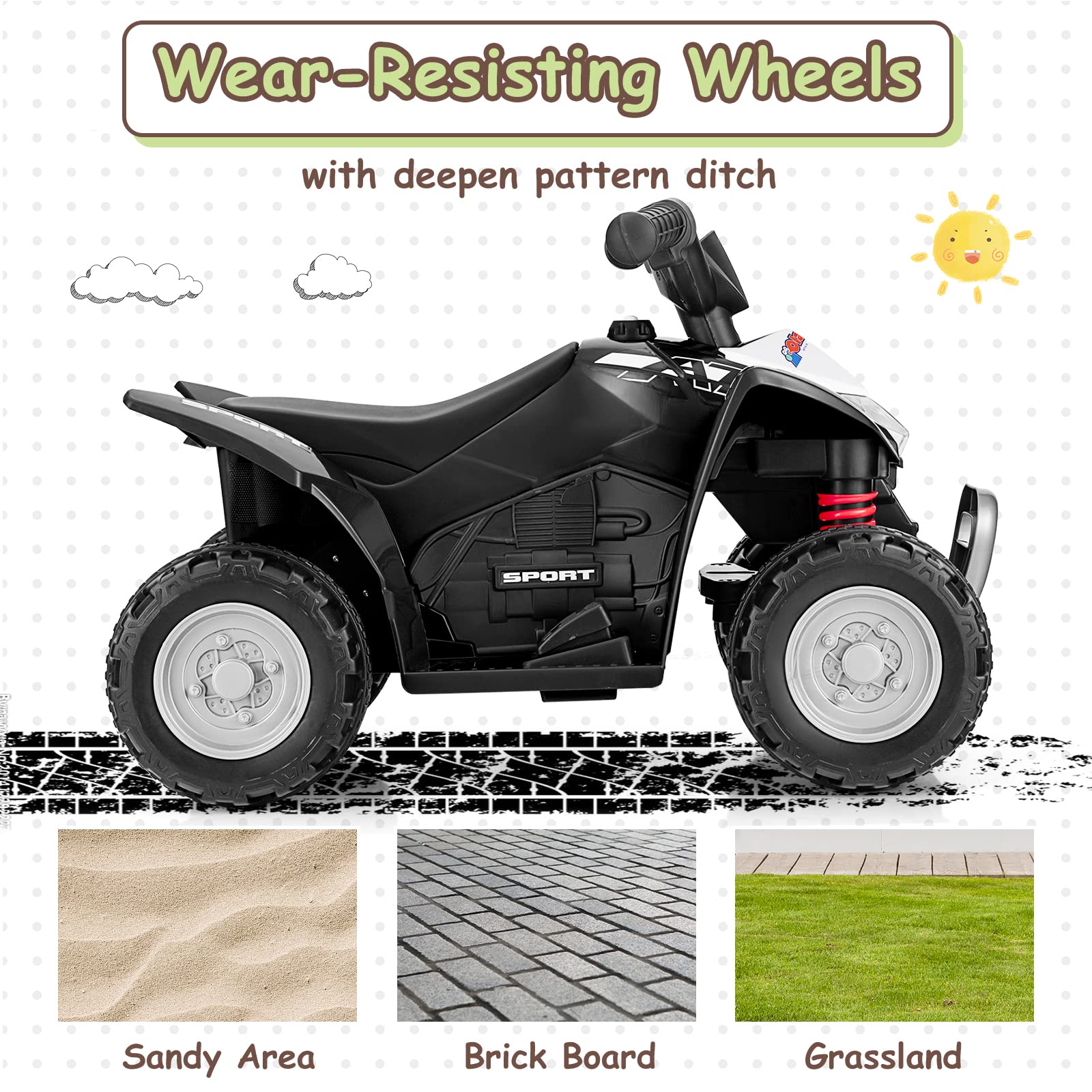 Infans Kids Ride on ATV, 6V Electric Vehicle for Toddlers, 4 Wheeler Battery Powered Motorized Quad Toy Car