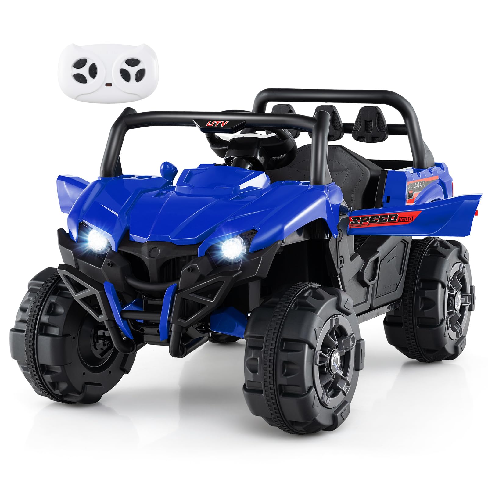 INFANS 12V Ride on Car UTV, Battery Powered Off-Road Kids Electric Vehicles with Remote Control, Music, Horn, MP3, Lights