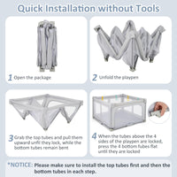 INFANS Foldable Baby Playpen with Mat, Large Baby Play Yard for Infant with 50 Ocean Balls, Fence Toddler Activity Center