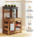 INFANS Mud Kitchen, Outdoor Play Kitchen with Drawing Board, Cooking Accessories, Wooden Kids Kitchen Playset