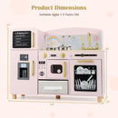 INFANS Kids Kitchen Playset, Toddler Wooden Pretend Cooking Toy Set with Acrylic Drawing Board Ice Machine Dishwasher