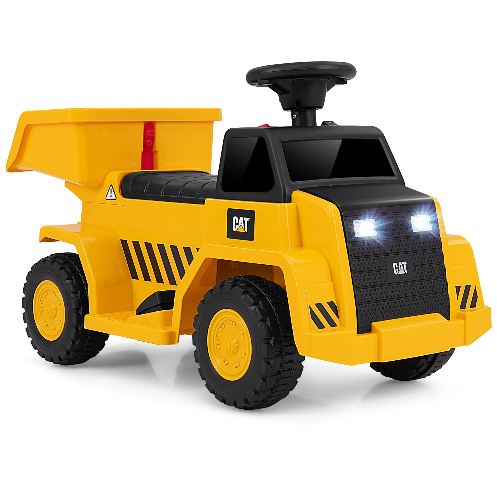 INFANS Licensed Caterpillar Ride on Dump Truck, 6V Cat Construction Car Electric Vehicle with Adjustable Dump Bed
