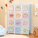 INFANS Children Wardrobe, Kid Closet Portable Baby Dresser Cute for Kids Bedroom Nursery Armoire with Doors