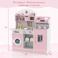 INFANS Kids Kitchen Playset, Toddler Wooden Kitchen Pretend Cooking Toy Set with Coffee Maker