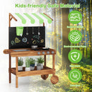 INFANS Outdoor Play Kitchen with Drawing Board Wooden Kids Kitchen Playset Gift