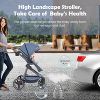 INFANS 2 in 1 Baby Stroller, Convertible Stroller, Foldable High Landscape Shock Absorption with Reversible Seat