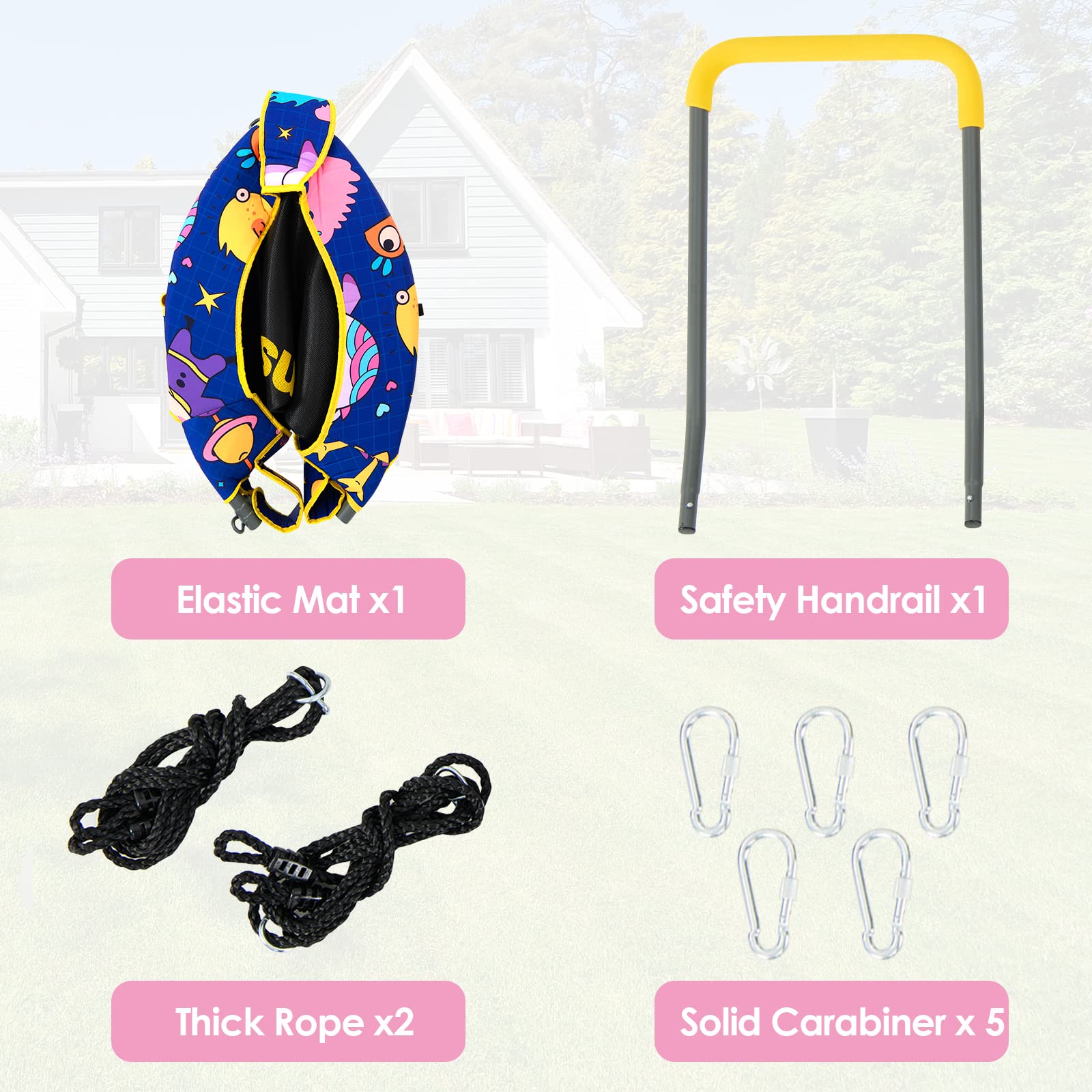 INFANS 2 in 1 Swing and Trampoline Combo, 36 Inch Foldable Hammock Saucer Tree Swing Bouncer