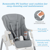 INFANS Foldable High Chair for Babies & Toddlers with Multiple Adjustable Backrest, Footrest and Seat Height