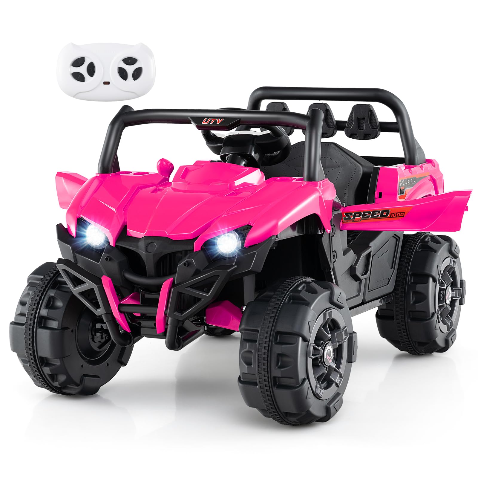 INFANS 12V Ride on Car UTV, Battery Powered Off-Road Kids Electric Vehicles with Remote Control, Music, Horn, MP3, Lights