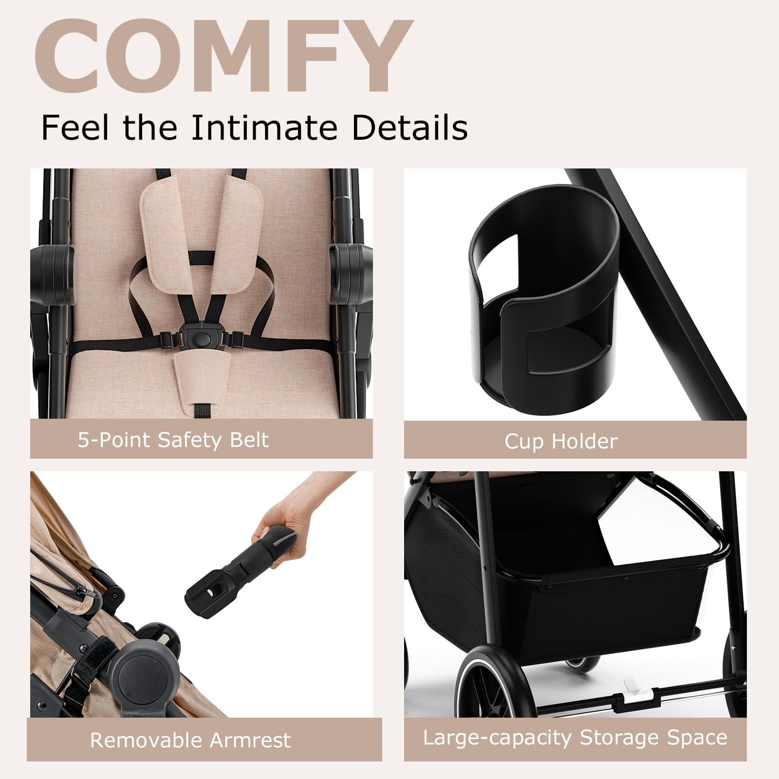 INFANS 2 in 1 Baby Stroller, High Landscape Infant Stroller, Foldable Pushchair