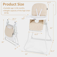 INFANS Baby High Chair, Quick Folding Portable Highchair for Babies and Toddlers with Adjustable Footrest Removable Dishwasher Tray PU Seat
