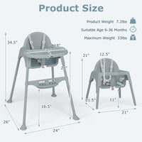 INFANS 4 in 1 Baby High Chair, Convertible Highchair for Babies and Toddlers, Infant Feeding Highchairs with Removable Tray Adjustable Footrest