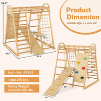 INFANS 8 in 1 Climbing Toys for Toddlers, Kids Wood Montessori Climber Playset, Indoor Playground Jungle Gym