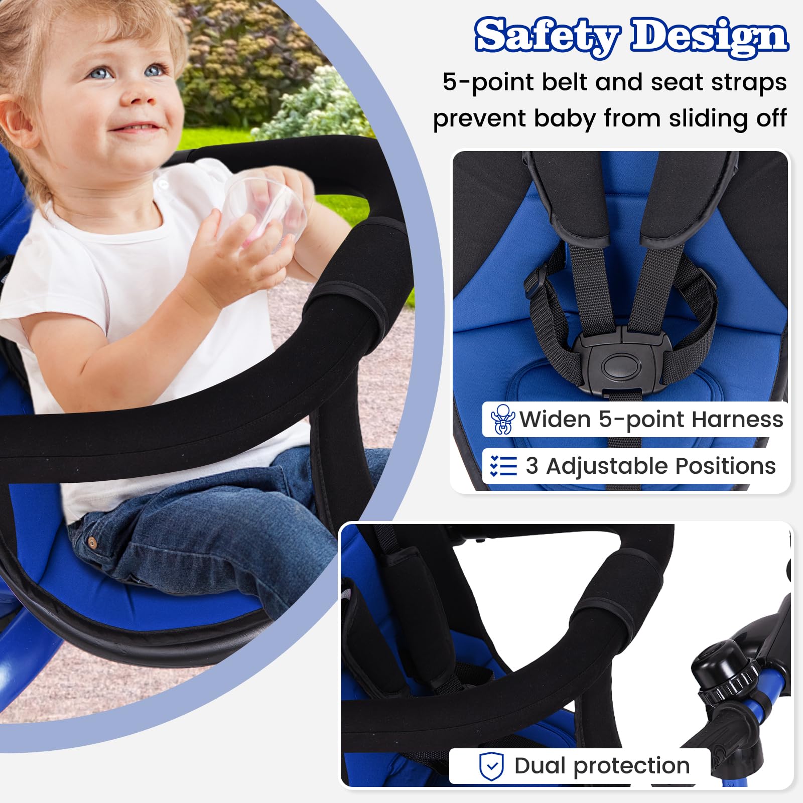 INFANS Kids Tricycle, 4 in 1 Stroll Trike with Adjustable Push Handle, Suitable for 10 Months to 5 Years