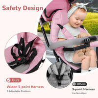 INFANS Kids Tricycle, 6 in 1 Baby Trike Toddler Bike with Reversible Seat, Adjustable Push Handle, Removable Canopy