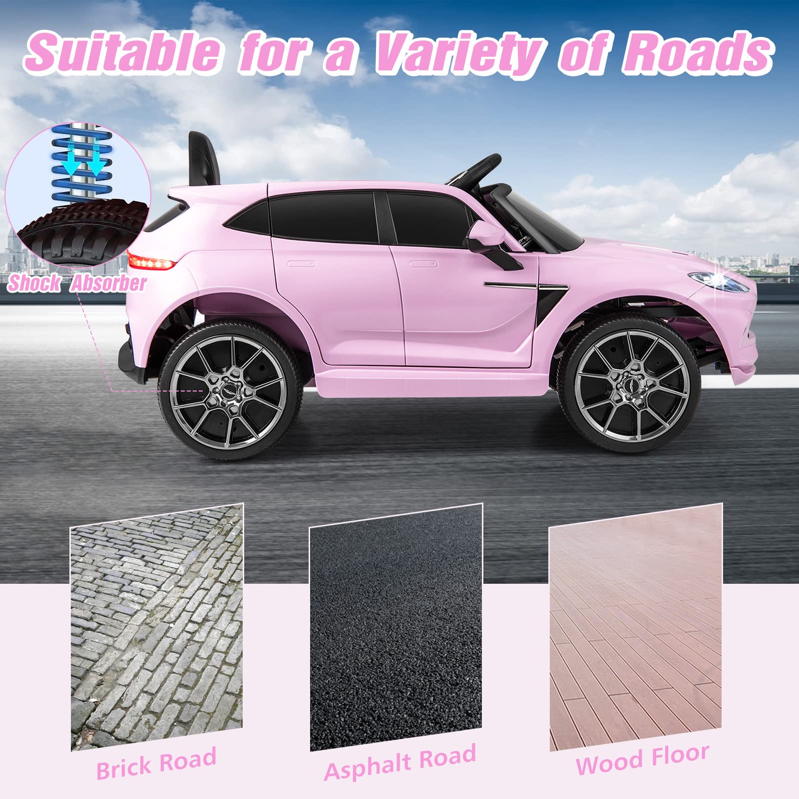 INFANS Kids Ride on Car, 12V Electric Vehicle Licensed Aston Martin DBX with Remote Control