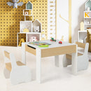 INFANS 3 in 1 Kids Table and Chair Set, Wood Multi Activity Table with Removable Tabletop, Detachable Blackboard