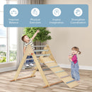 INFANS Climbing Toys for Toddlers, 3 in 1 Foldable Kids Wood Montessori Pikler Climber Ladder with Ramp, Slide