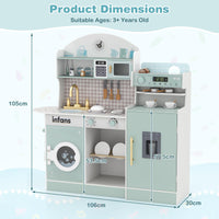 INFANS Kids Kitchen Playset, Toddler Wooden Kitchen Pretend Cooking Toy Set with Coffee Maker