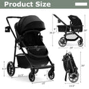 INFANS 2 in 1 Baby Stroller, High Landscape Infant Stroller, Foldable Pushchair