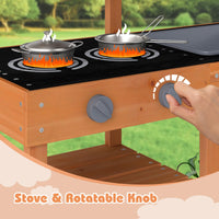 INFANS Mud Kitchen for Kids Outdoor, Wooden Toddler Play Kitchen with Cooking Accessories, Toy Playset for Backyard Garden
