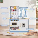 INFANS Kid Kitchen Playset, Toddler Wooden Pretend Cooking Set with Realistic Light & Sound, Stove, Microwave