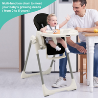 INFANS High Chair for Babies and Toddlers, Foldable Highchair with 7 Different Heights 4 Reclining Backrest Seat 3 Setting Footrest INFANS