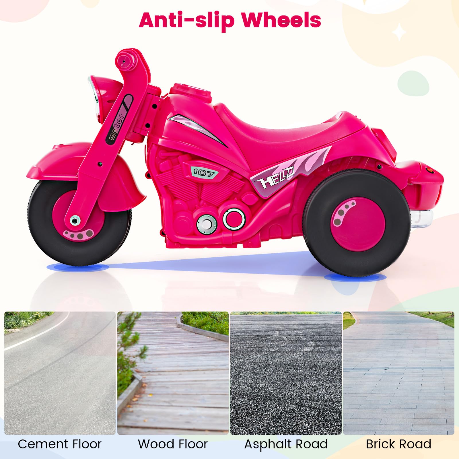 INFANS Ride on Push Car, Foot-to-Floor Sliding Car for Toddlers Kids Motorcycle with Bubble Maker, 3 Wheels Ride on Toys