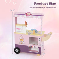 INFANS Ice Cream Cart Grocery Store Marketplace Toy, Market Stand Shop Pretend Play Set with Accessories Gift for Ages 3+